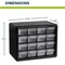 1 Pack 16-Drawer Plastic Storage Cabinet - (Black) 6"D x 11"W x 9"H